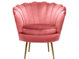 Fauteuil velours "Floria" - 70 x 73 x 76 cm - Rose