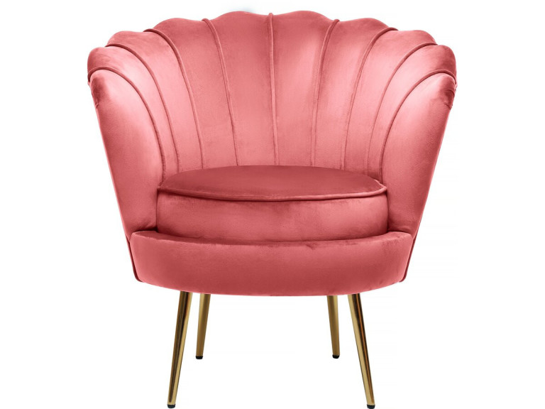 Fauteuil velours "Floria" - 70 x 73 x 76 cm - Rose