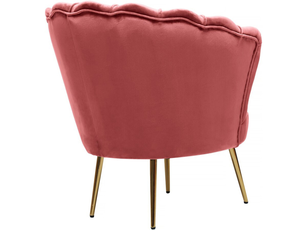 Fauteuil velours "Floria" - 70 x 73 x 76 cm - Rose