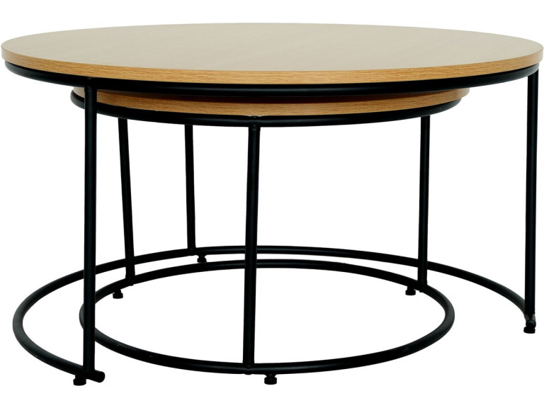 Lot de 2 tables basses gigognes "Wen" - Marron
