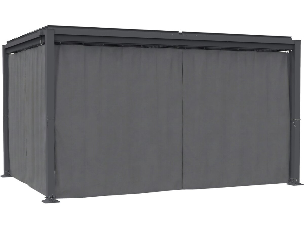 Pergola bioclimatique avec rideau et moustiquaire "Howard" - 3 x 4 m - Gris