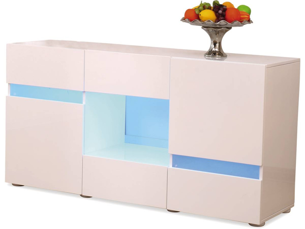 Buffet LED "Volta" - 140 x 40 x 72 cm - Blanc laqué