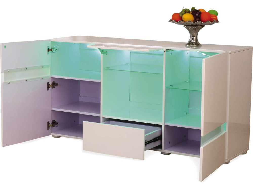 Buffet LED "Volta" - 140 x 40 x 72 cm - Blanc laqué