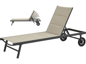 Bain de soleil textilène matelassé et aluminium "Bella" - Phoenix - Taupe