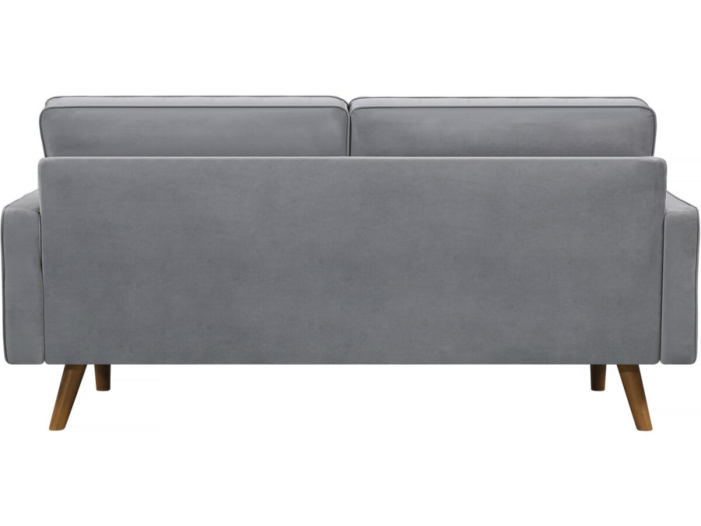 Canapé fixe en velours "Yannick" - 82 x 179 x 86 cm - 3 places - Gris clair