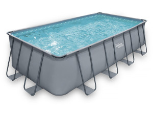Piscine tubulaire grise - "LUDO 2" - 4,01 x 2,01 x 1,22 m - filtration à sable 2.5 m³/h