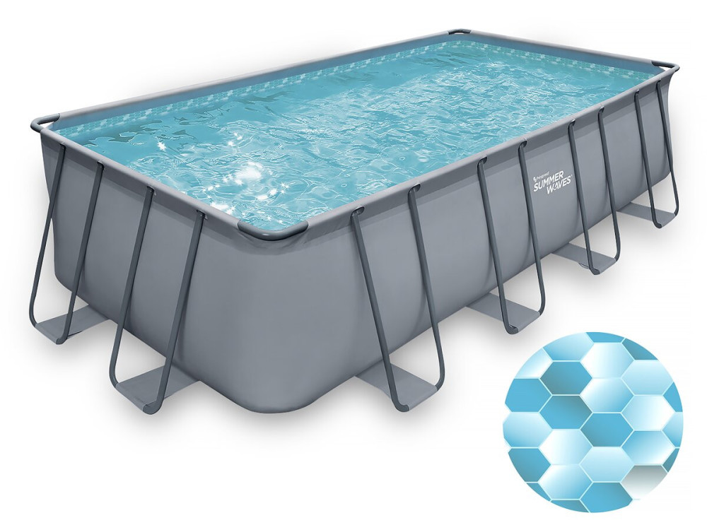 Piscine tubulaire grise - "LUDO 2" - 4,01 x 2,01 x 1,22 m - filtration à sable 2.5 m³/h