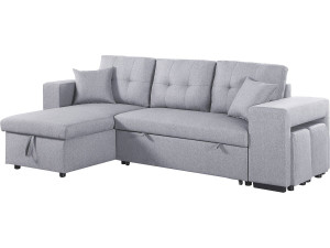 Canapé d'angle convertible en tissu "Noah" - 4 places - Gris clair