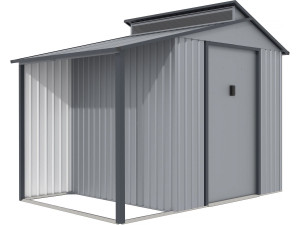 Abri de jardin métal avec pergola "Madras" - 5.64 m² - 193 x 292 x 229 cm - Gris