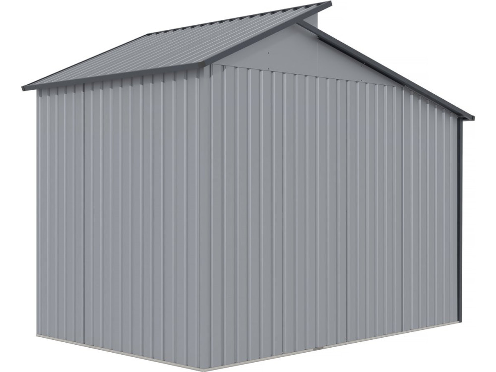 Abri de jardin métal avec pergola "Madras" - 5.64 m² - 193 x 292 x 229 cm - Gris