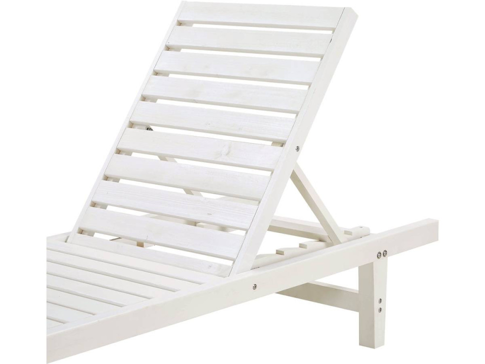 Lot de 2 bains de soleil en bois "Rawai" - Blanc