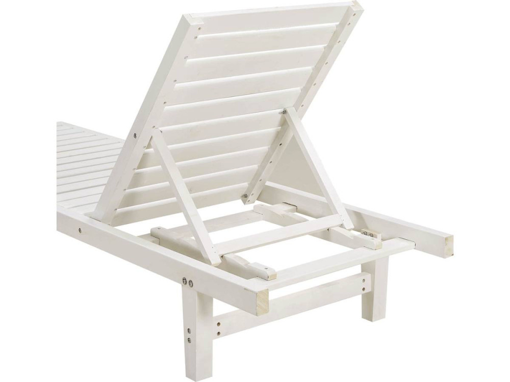 Lot de 2 bains de soleil en bois "Rawai" - Blanc