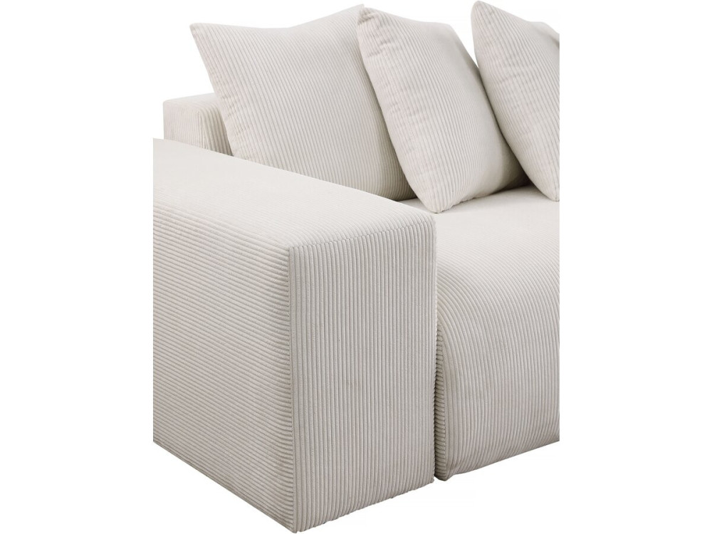 Canapé d'angle en velours côtelé "Rivoli" - 312 x 176 x 49 cm - Beige