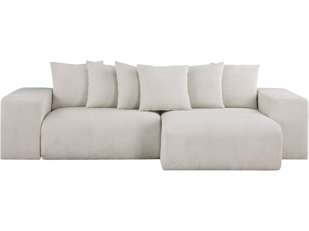 Canapé d'angle en velours côtelé "Rivoli" - 312 x 176 x 49 cm - Beige