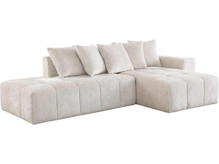 Canapé d'angle en tissu chenille "Haussmann" 3 places - Beige