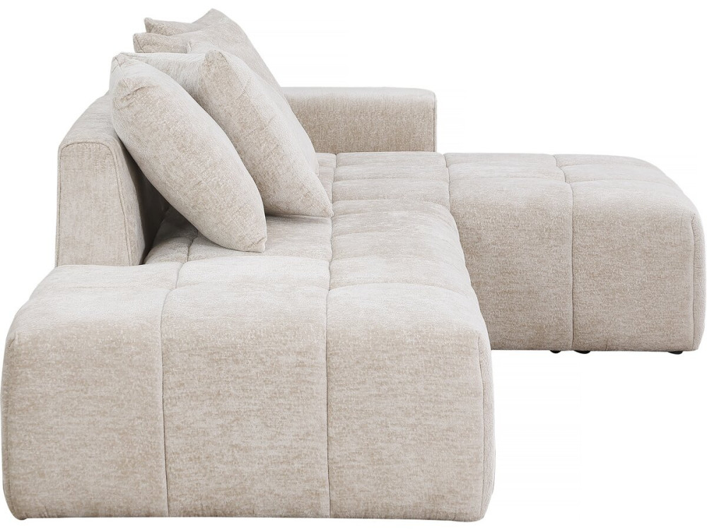 Canapé d'angle en tissu chenille "Haussmann" 3 places - Beige