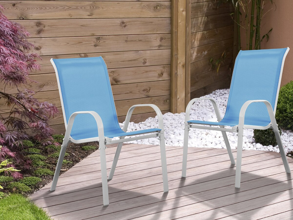 Fauteuil jardin Textilène "Cordoba" - Phoenix - Bleu - Lot de 2