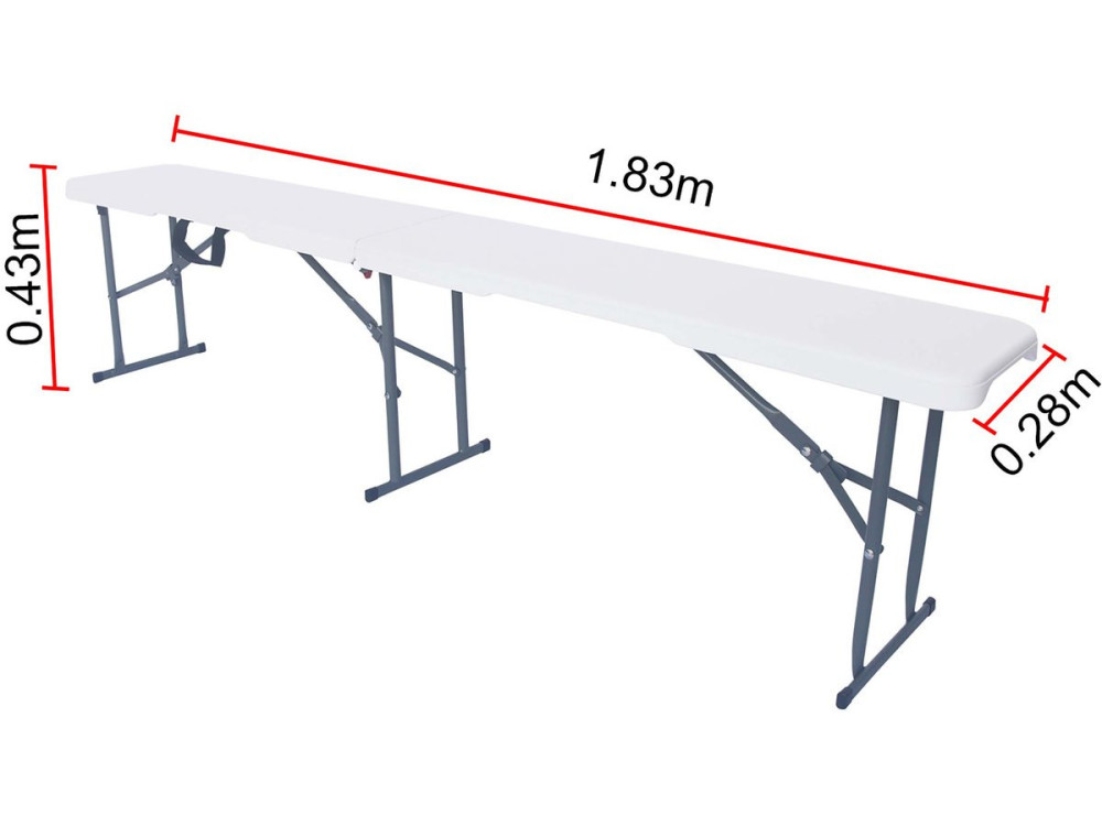 Banc pliant en métal "Foldy" - 183 x 29 x 42 cm - Blanc