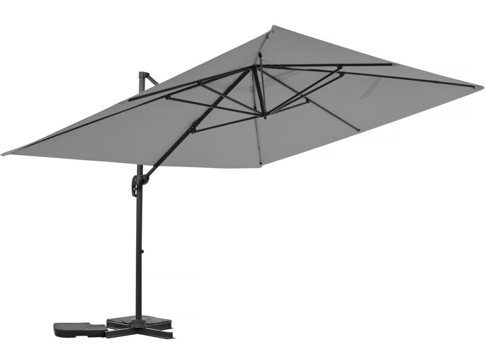 Parasol jardin déporté en aluminium "Sky 4" - 3 x 4 m - Gris