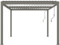 Pergola bioclimatique avec led "Windsor premium" en aluminium 3 x 4 - Gris - Taupe