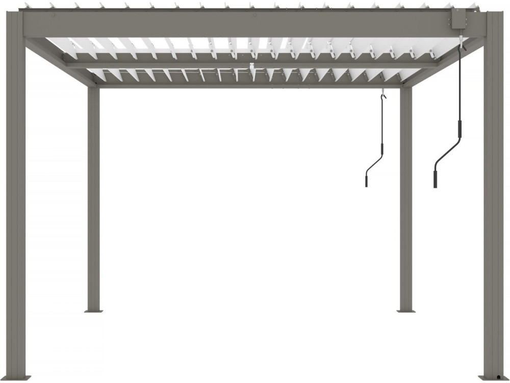 Pergola bioclimatique avec led "Windsor premium" en aluminium 3 x 4 - Taupe