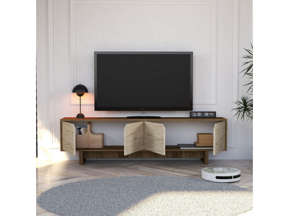 Meuble TV en bois "istemi" 180 x 30 x 50 cm - Noyer