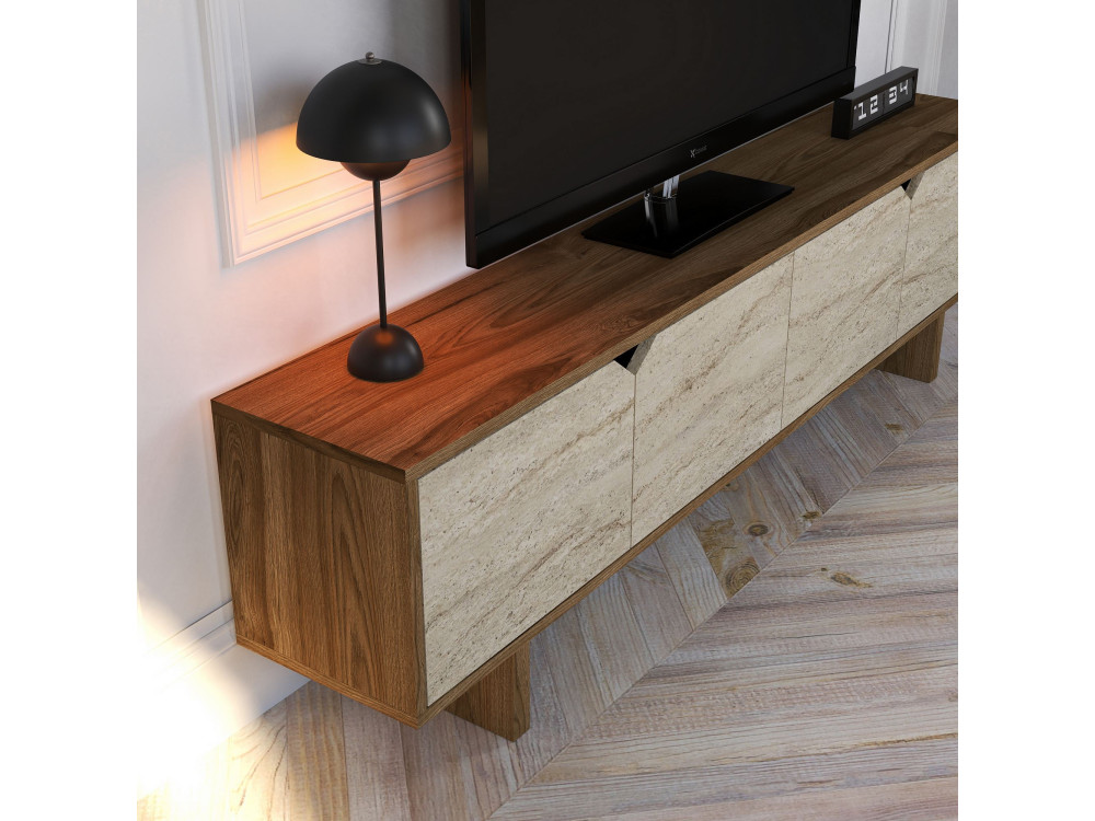 Meuble TV en bois "istemi" 180 x 30 x 50 cm - Noyer