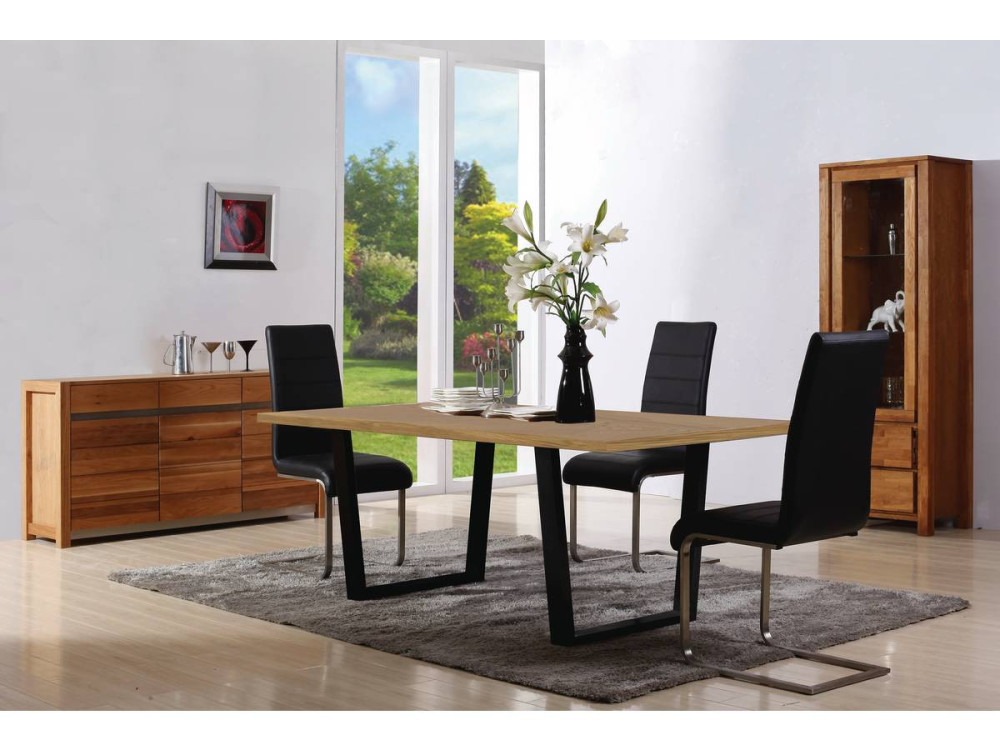 Table repas "Hollywood" - 200 x 100 x 76 cm - couleur: Chêne / Noir