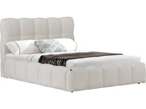 Lit double en tissu avec coffre "Davos" - 140 x 190 cm - Beige