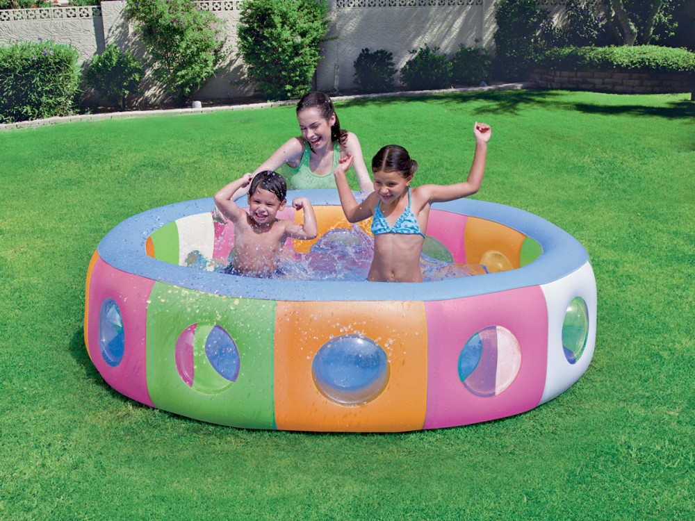Piscine gonflable multicolore avec fenêtres - Ø 196 x 53 cm