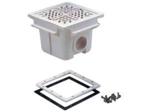Bonde de fond carrée 210 x 210 mm avec grille ABS - Blanc