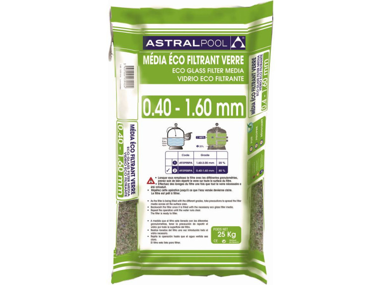 Verre éco filtrant 0.4 - 1.6 mm - 25 kg