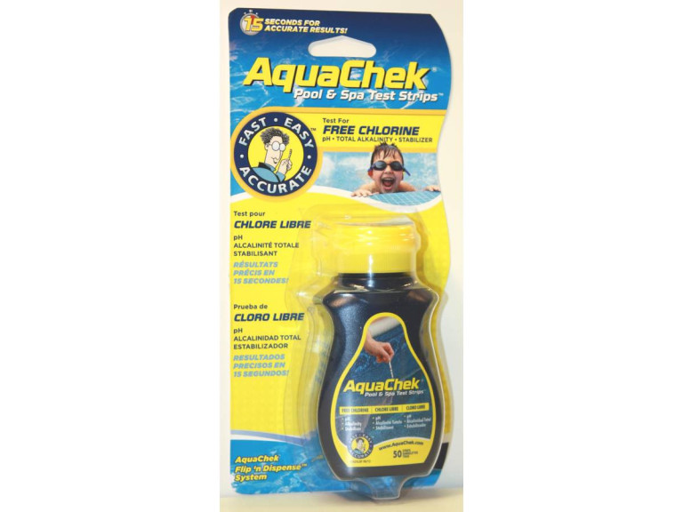 Bandelettes d'analyse "Aquacheck Jaune - Chlore" - 50 bandelettes