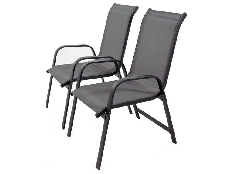 Fauteuil jardin Alu/Textilène "Porto" - Phoenix - Gris foncé - Lot de 2