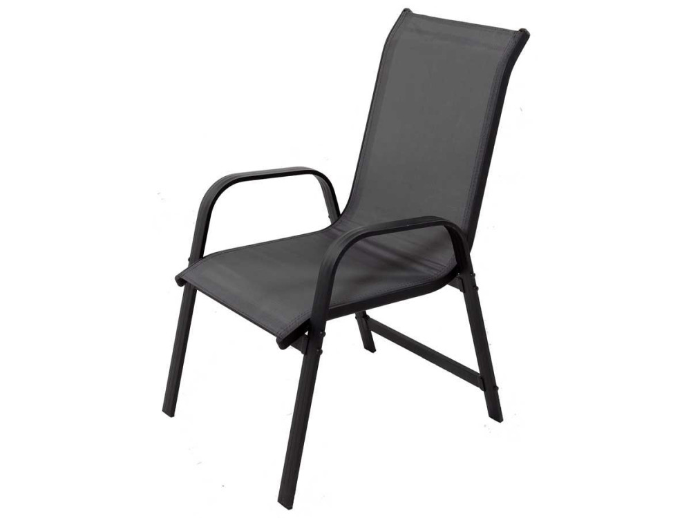 Fauteuil jardin Alu/Textilène "Porto" - Phoenix - Gris foncé - Lot de 2