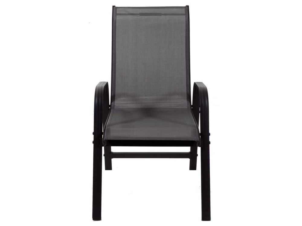 Fauteuil jardin Alu/Textilène "Porto" - Phoenix - Gris foncé - Lot de 2