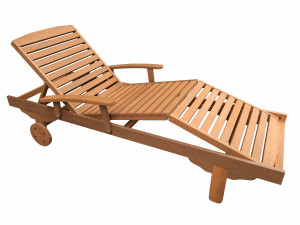 Bain de soleil pliant en bois exotique "Singapour" - Marron clair