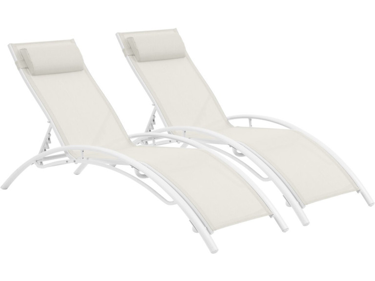 Bain de soleil en aluminium "Beauty" - Phoenix - Ecru - Lot de 2