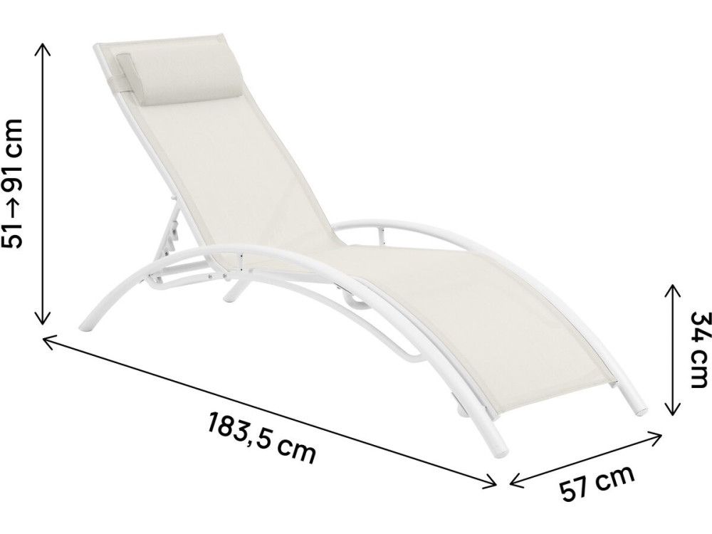 Bain de soleil en aluminium "Beauty" - Phoenix - Ecru - Lot de 2