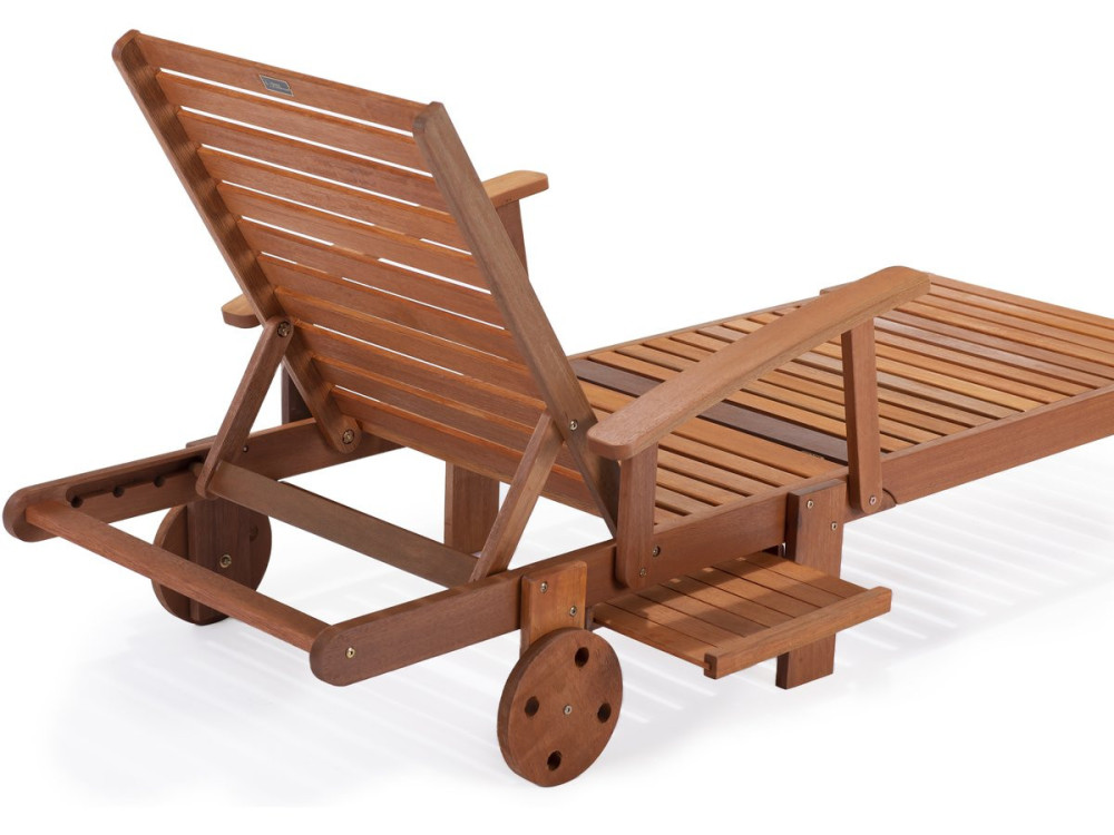 Bain de soleil pliant en bois exotique "Tokyo" - Maple - Marron clair - Lot de 2