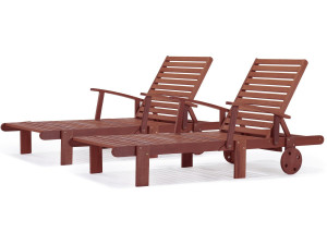 Lot de 2 bains de soleil pliant en bois exotique "Tokyo" - Mahogany - Marron acajou