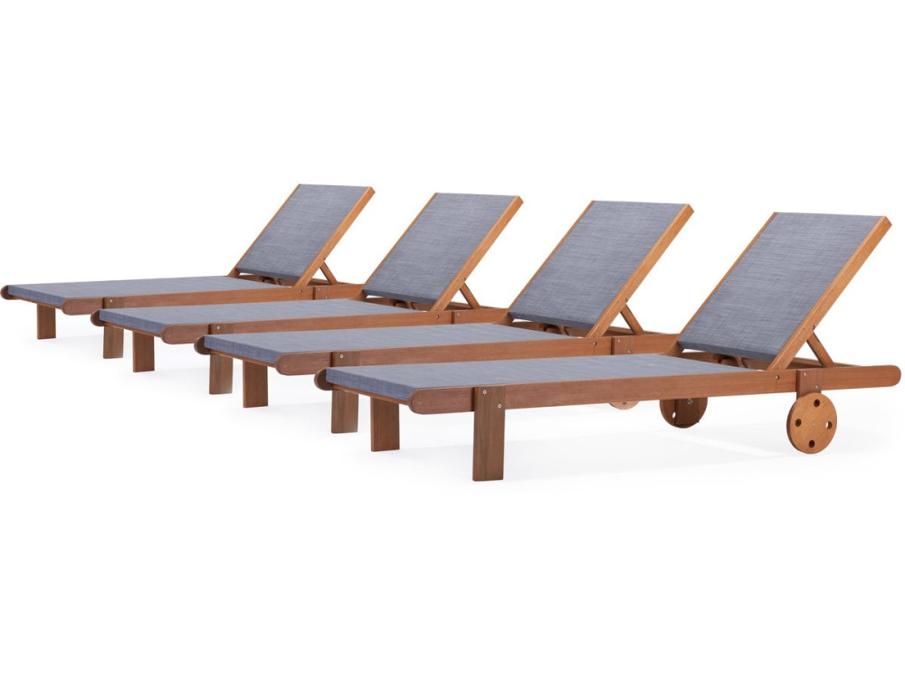 Bain de soleil en bois exotique "Saïgon" - Maple - Gris - Lot de 4