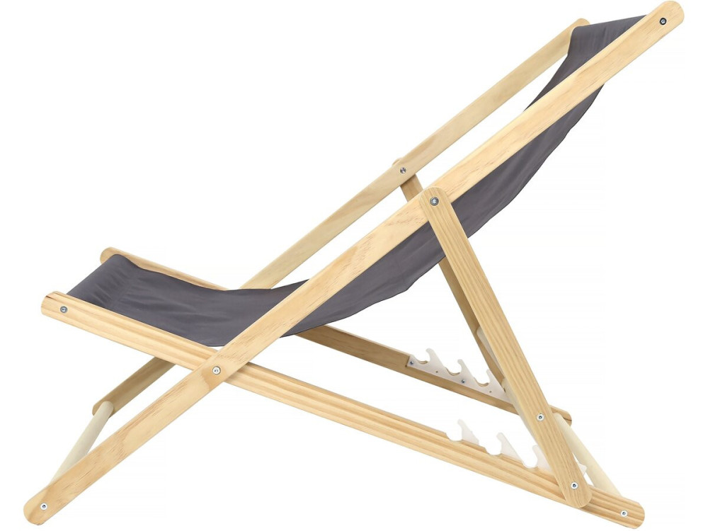 Lot de 2 transats en bois "Chilienne" - 107 x 56.5 x 81 cm - Gris