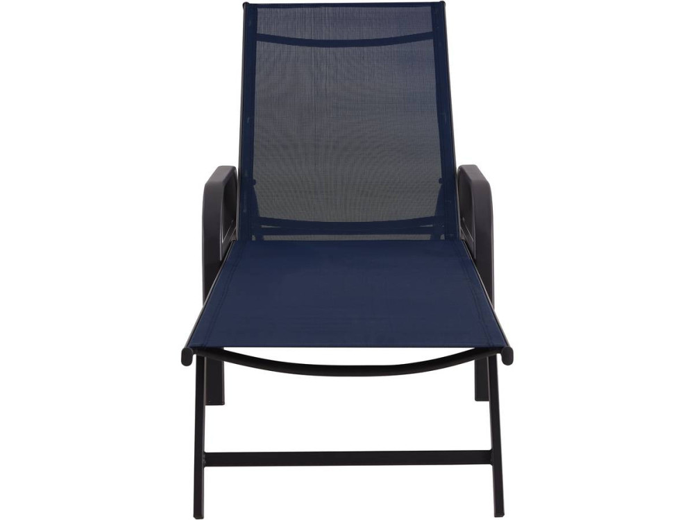 Lot de 2 Bains de soleil en métal avec accoudoirs "Farniente" - Bleu nuit