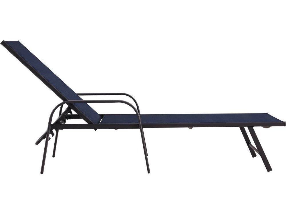 Lot de 2 Bains de soleil en métal avec accoudoirs "Farniente" - Bleu nuit