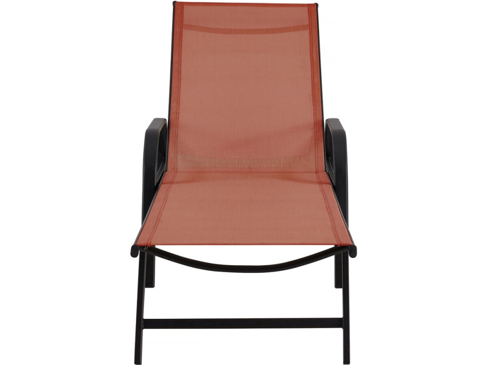 Lot de 2 bains de soleil en métal avec accoudoirs "Farniente"- Terracotta