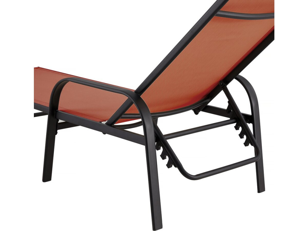 Lot de 2 bains de soleil en métal avec accoudoirs "Farniente"- Terracotta