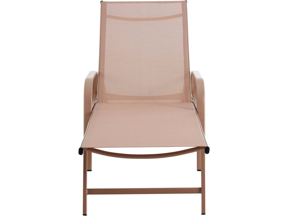 Lot de 2 Bains de soleil en métal avec accoudoirs "Farniente" - Marron