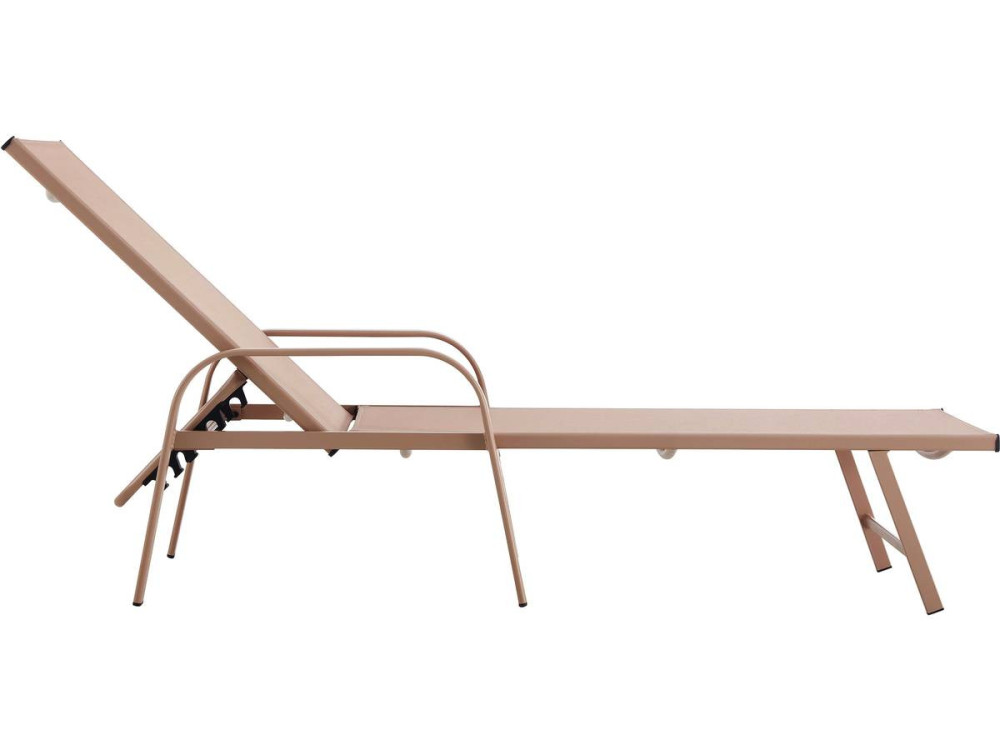 Lot de 2 Bains de soleil en métal avec accoudoirs "Farniente" - Marron