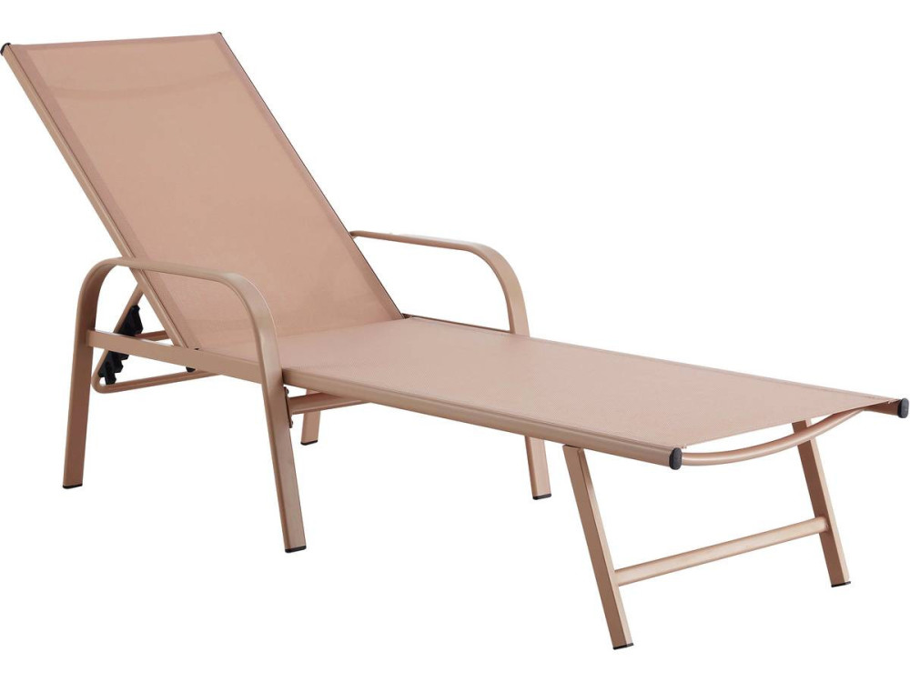 Lot de 2 Bains de soleil en métal avec accoudoirs "Farniente" - Marron